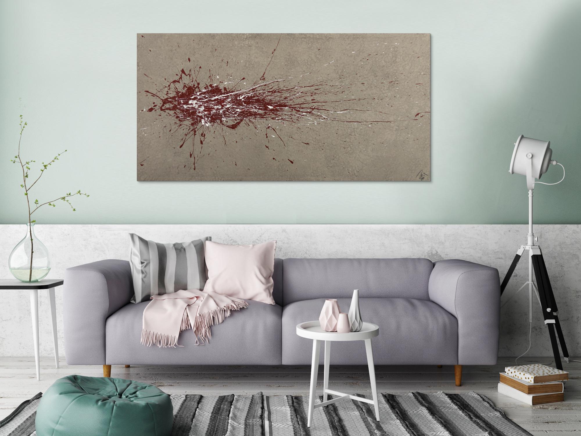 Abstraktes Gemälde auf Leinwand handgemalt Action Painting Modern Art