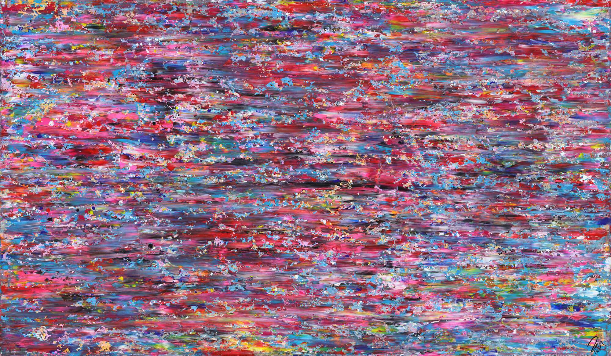 Abstraktes Gemälde Spachteltechnik handgemalt auf Leinwand bunt groß XXL