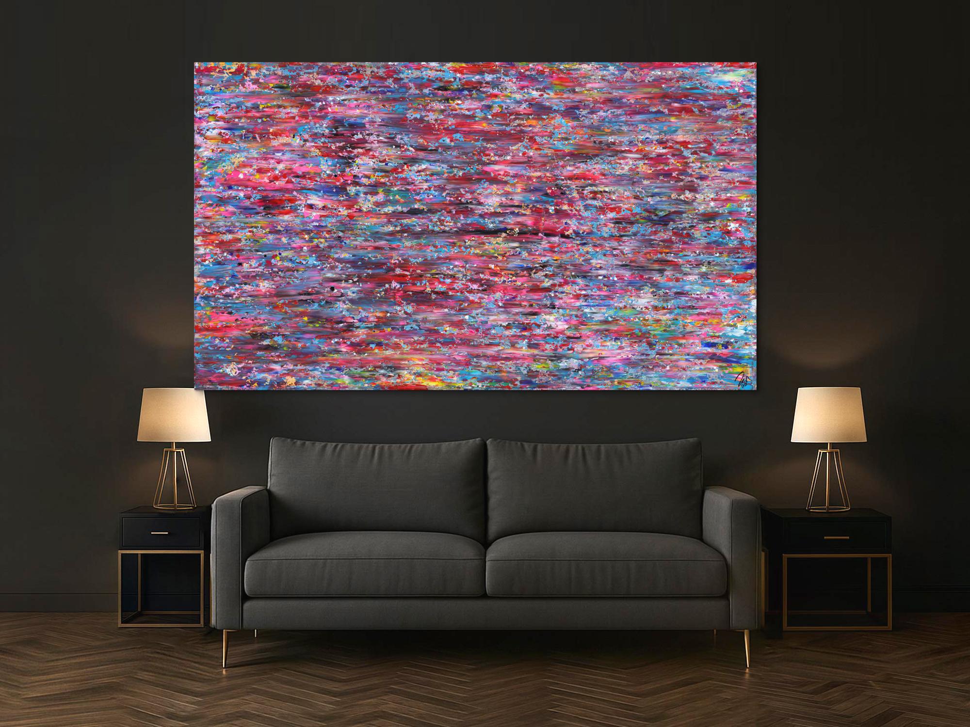 Abstraktes Gemälde Spachteltechnik handgemalt auf Leinwand bunt groß XXL