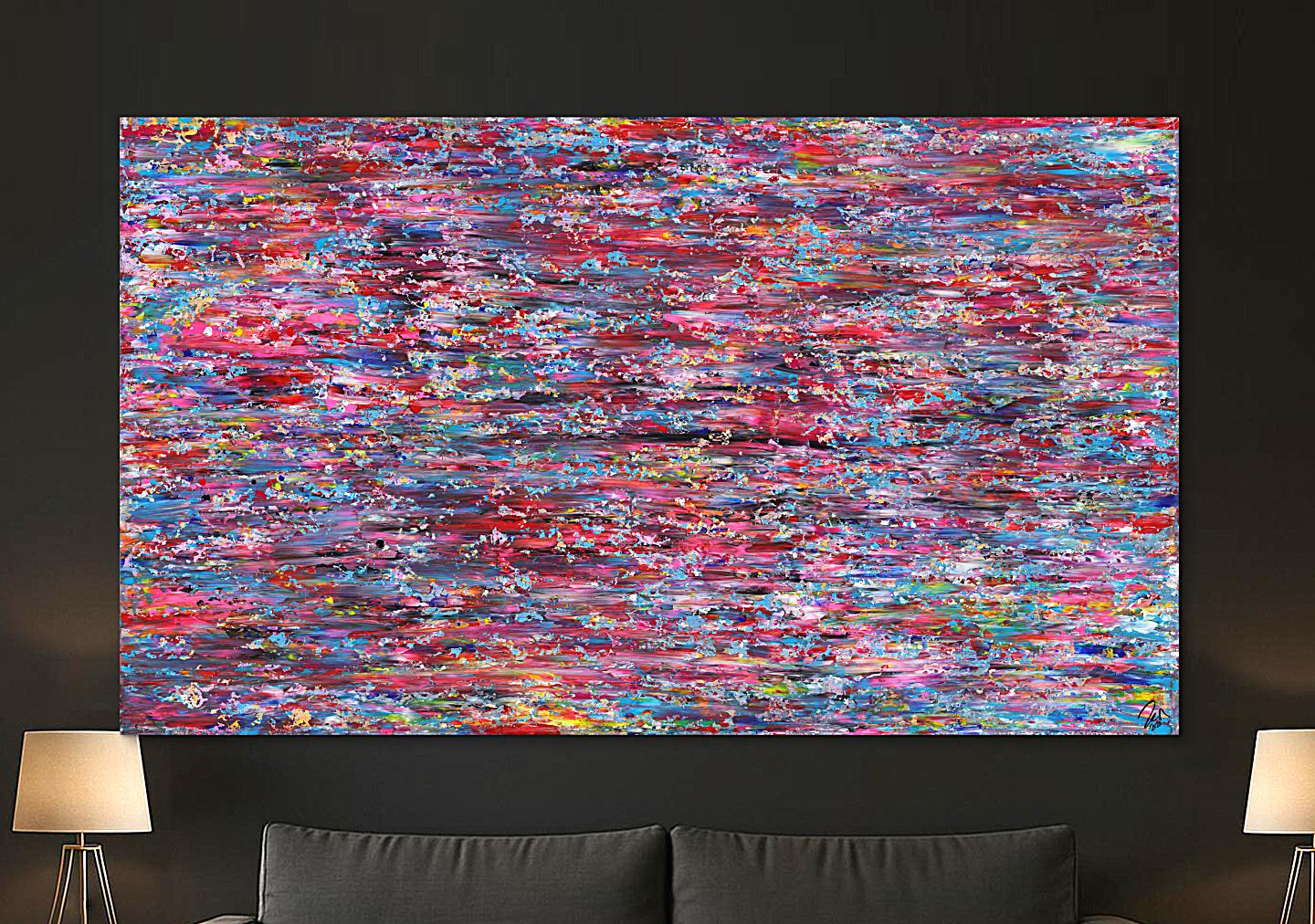 Abstraktes Gemälde Spachteltechnik handgemalt auf Leinwand bunt groß XXL