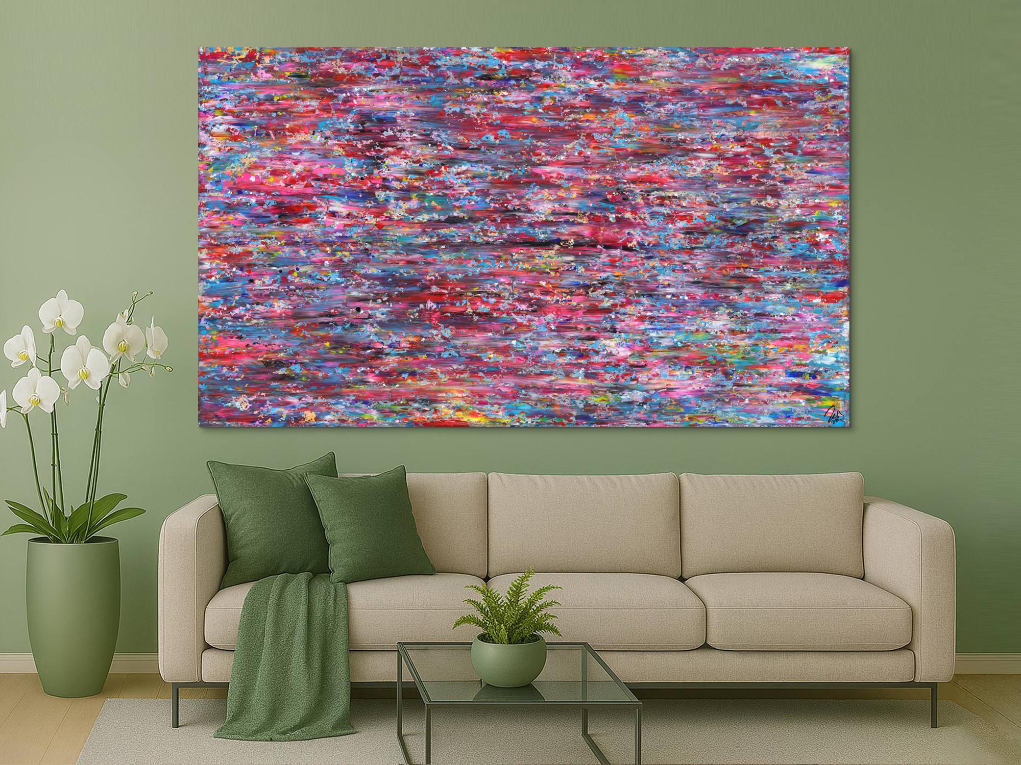 Abstraktes Gemälde Spachteltechnik handgemalt auf Leinwand bunt groß XXL