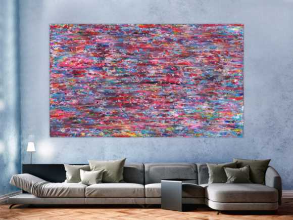 Abstraktes Gemälde Spachteltechnik handgemalt auf Leinwand bunt groß XXL