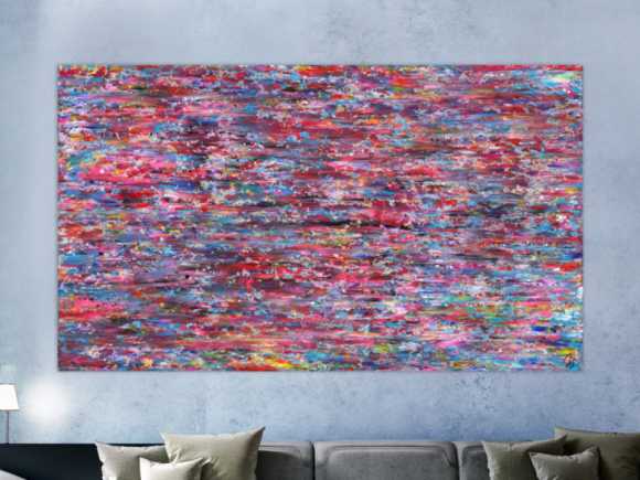 Abstraktes Gemälde Spachteltechnik handgemalt auf Leinwand bunt groß XXL