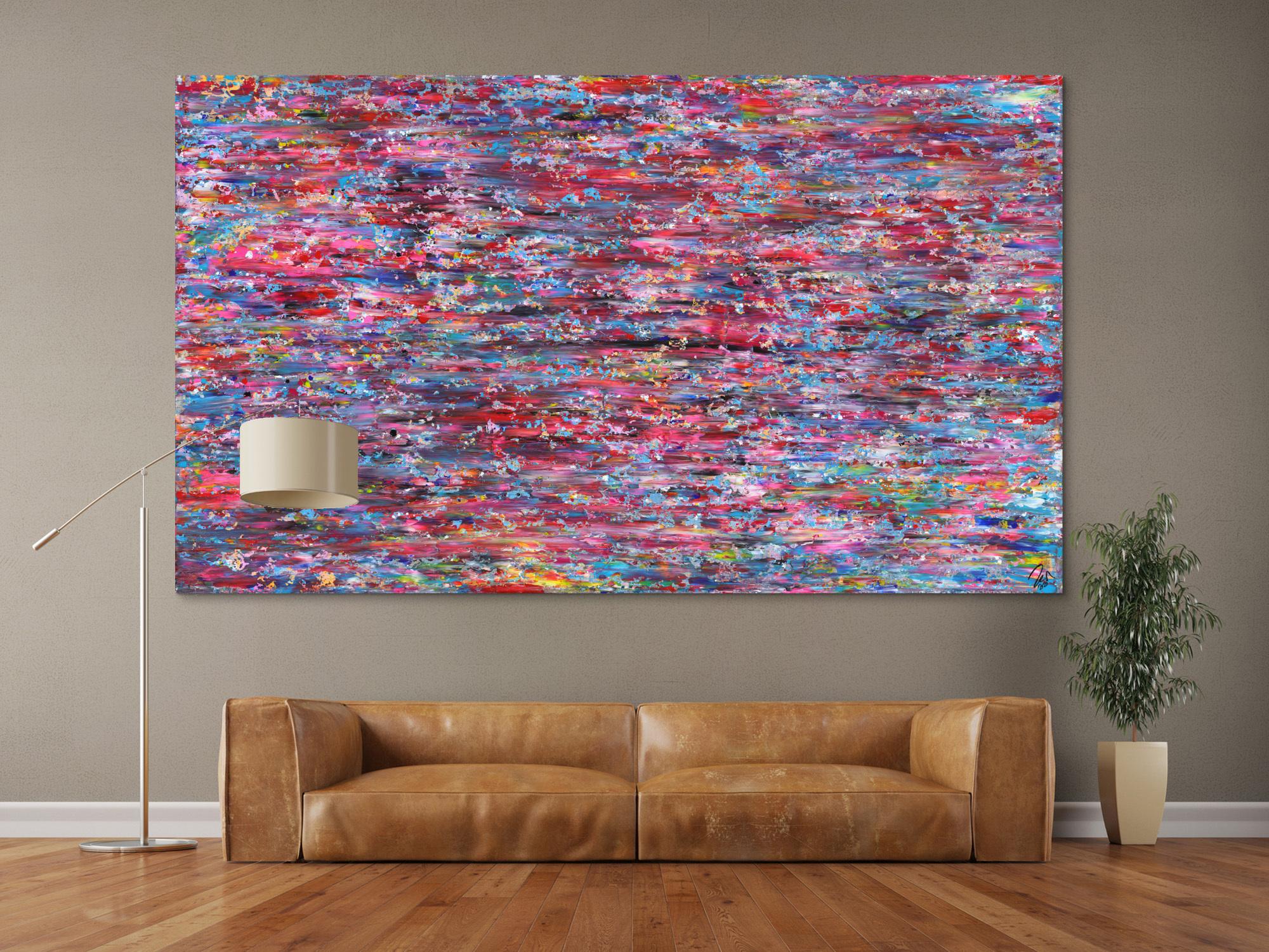 Abstraktes Gemälde Spachteltechnik handgemalt auf Leinwand bunt groß XXL