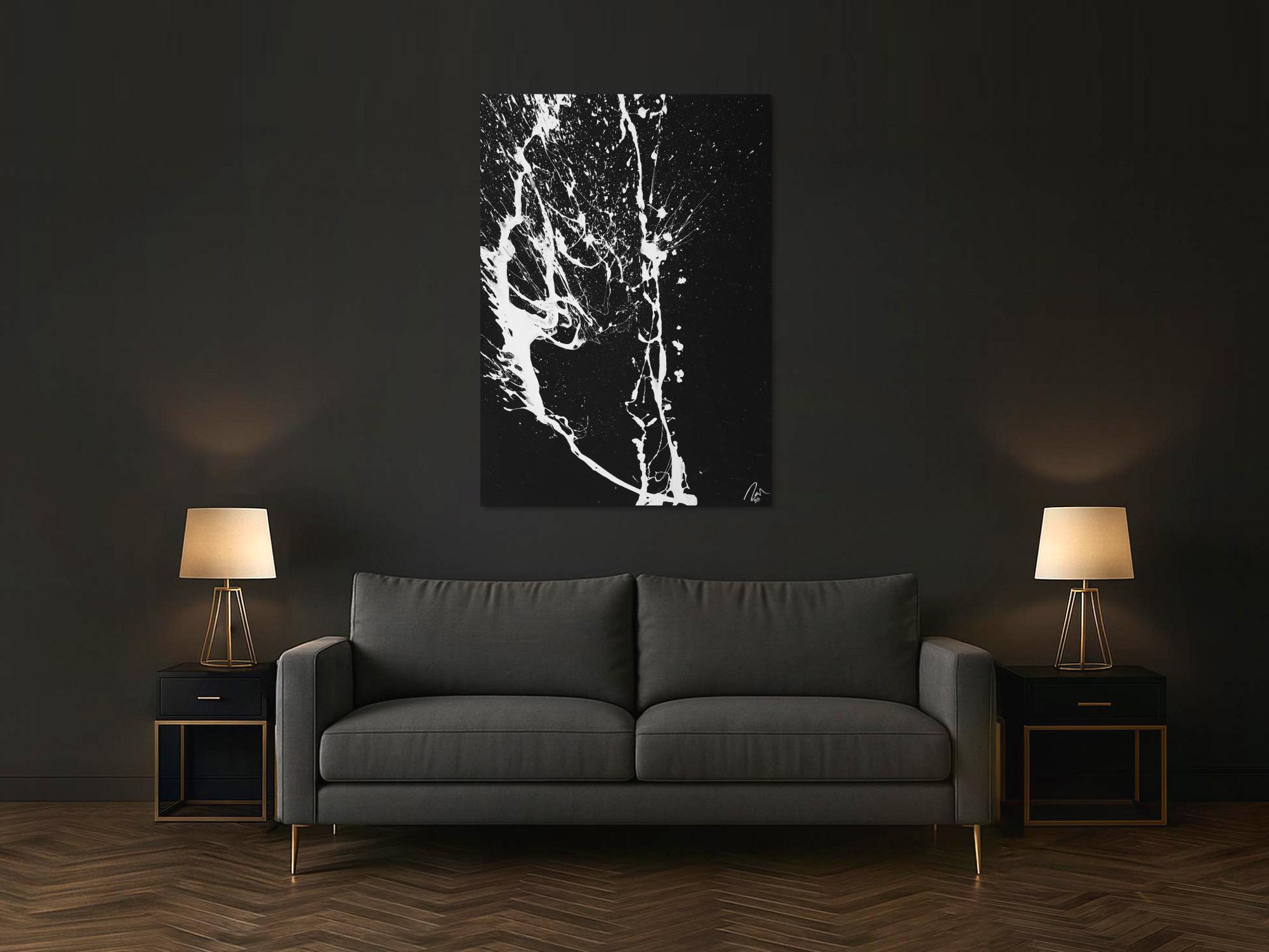 Abstraktes Gemälde Action Painting Minimalistisch Modern Art handgemalt