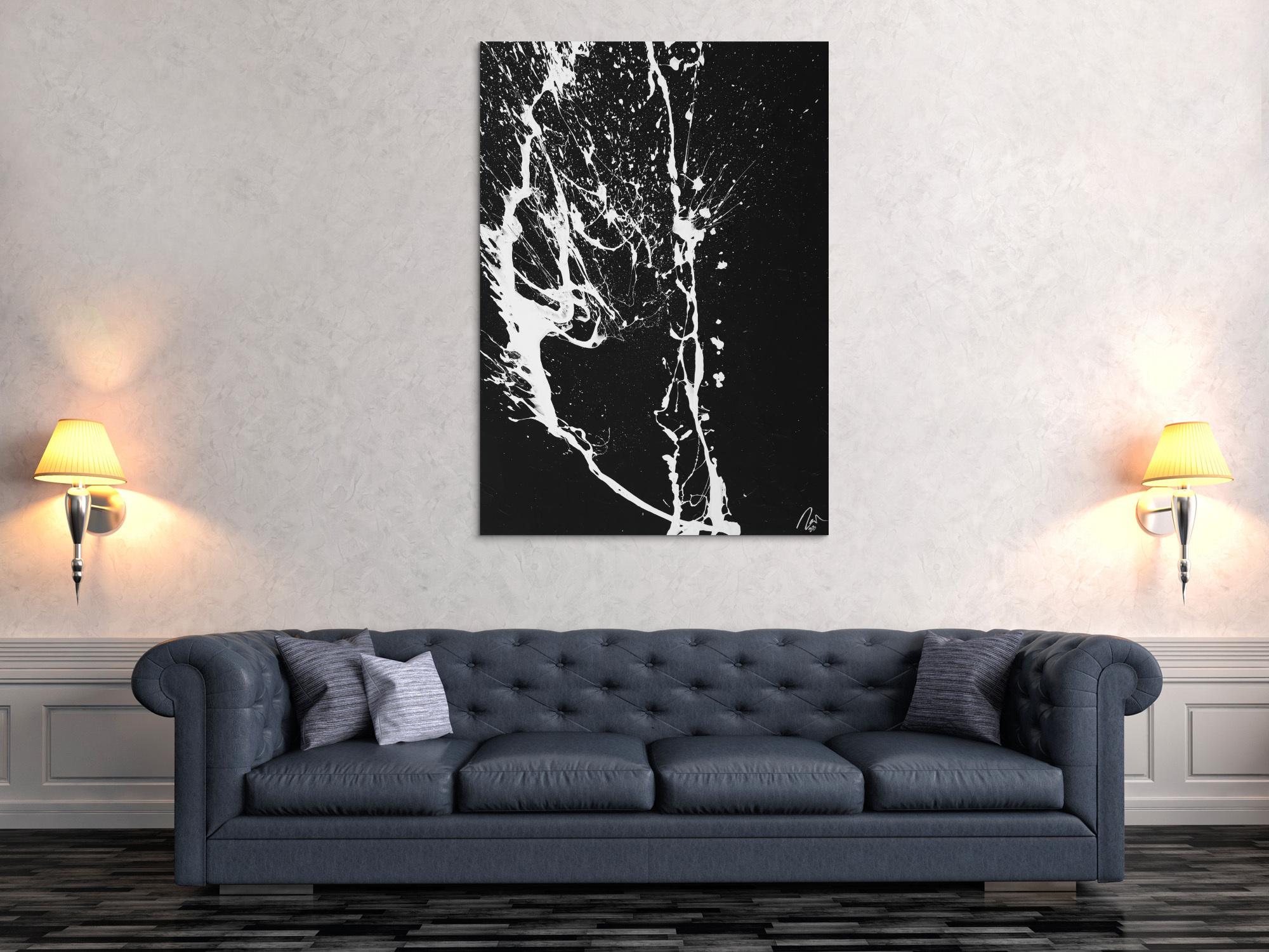 Abstraktes Gemälde Action Painting Minimalistisch Modern Art handgemalt