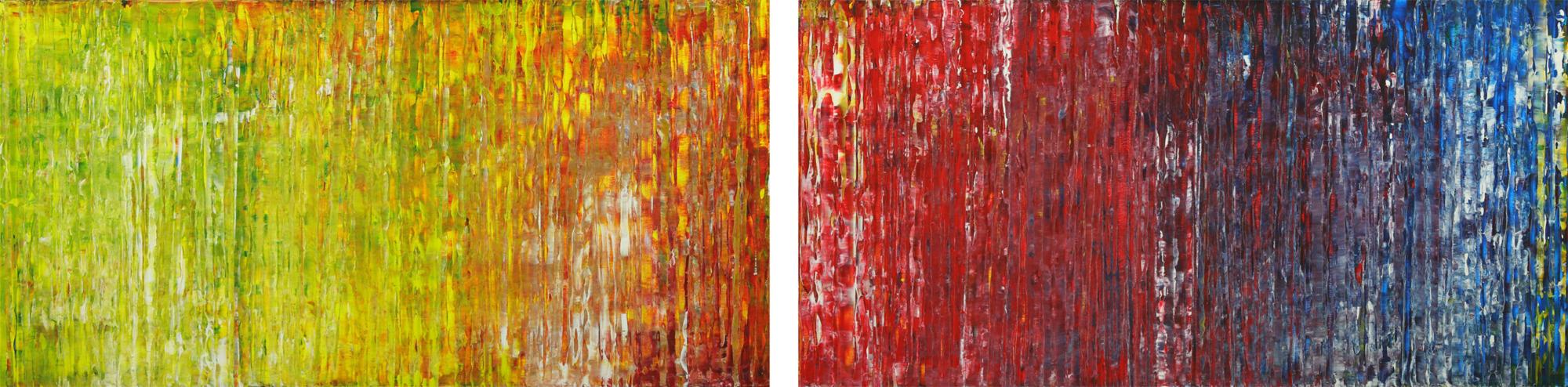 Abstraktes Acrylbild handgemalt Spachteltechnik bunt Modern Art