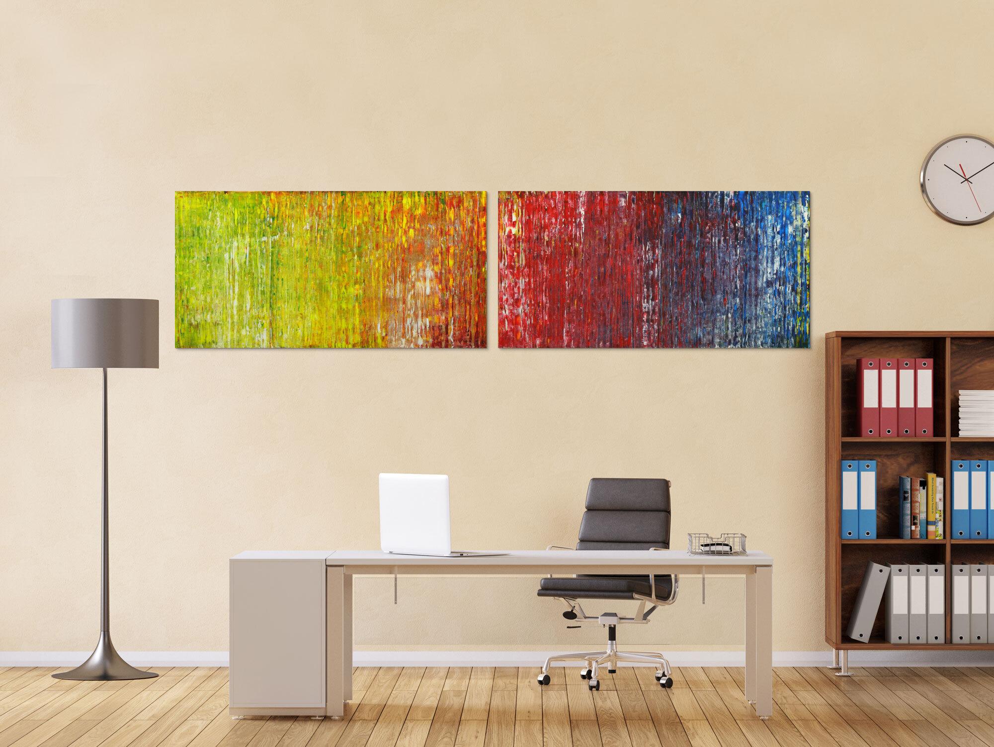 Abstraktes Acrylbild handgemalt Spachteltechnik bunt Modern Art