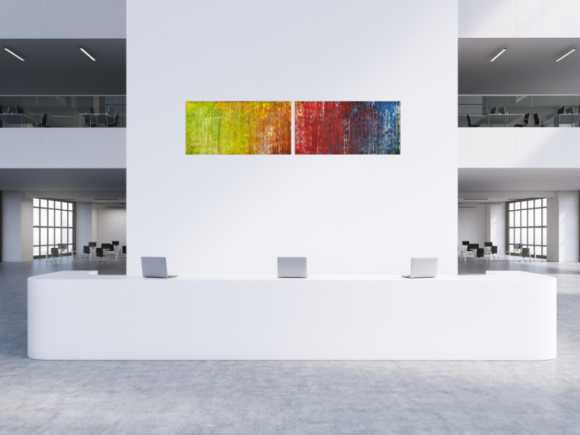 Abstraktes Acrylbild handgemalt Spachteltechnik bunt Modern Art