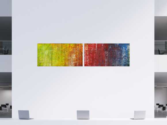 Abstraktes Acrylbild handgemalt Spachteltechnik bunt Modern Art