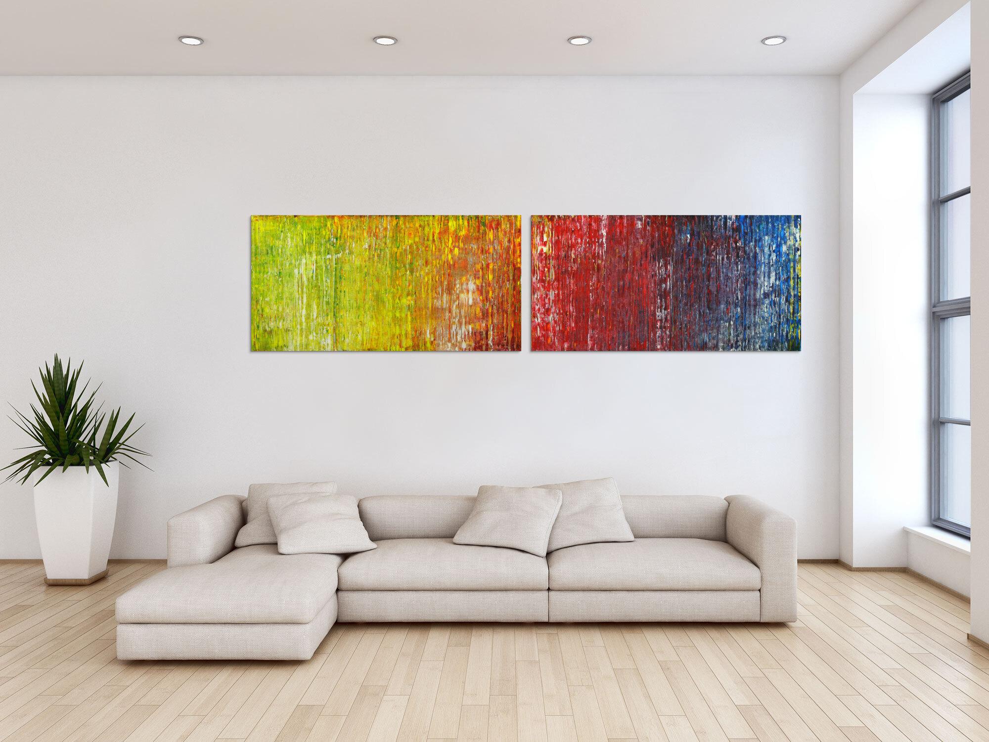 Abstraktes Acrylbild handgemalt Spachteltechnik bunt Modern Art