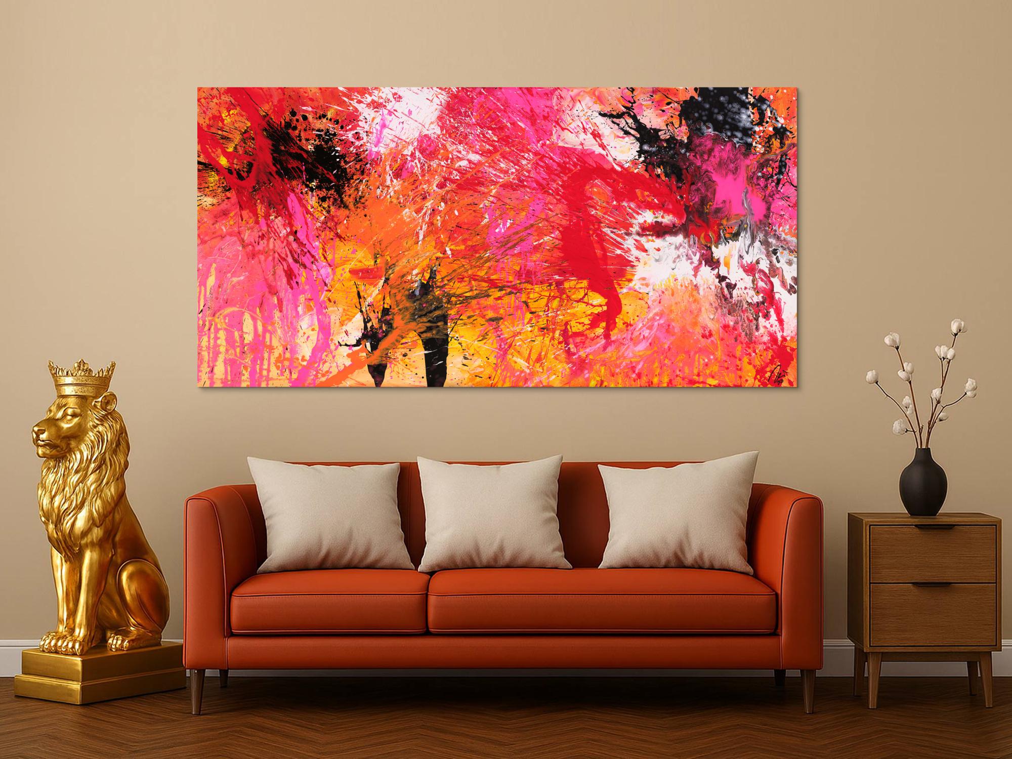 Abstraktes Gemälde Action Painting auf Leinwand handgemalt Modern Art