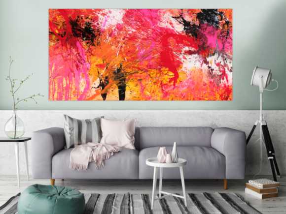 Abstraktes Gemälde Action Painting auf Leinwand handgemalt Modern Art