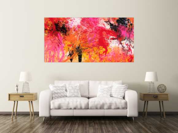 Abstraktes Gemälde Action Painting auf Leinwand handgemalt Modern Art