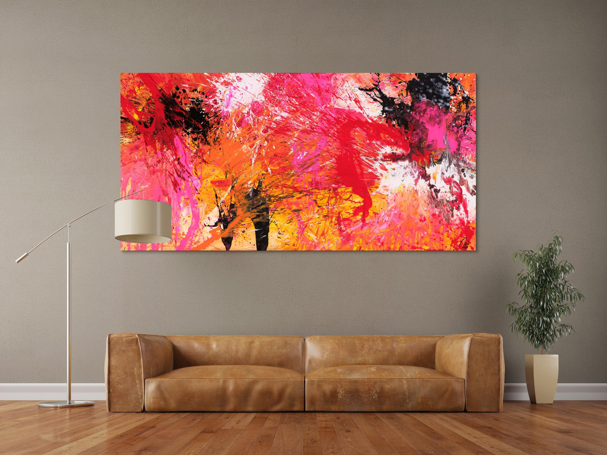 Abstraktes Gemälde Action Painting auf Leinwand handgemalt Modern Art