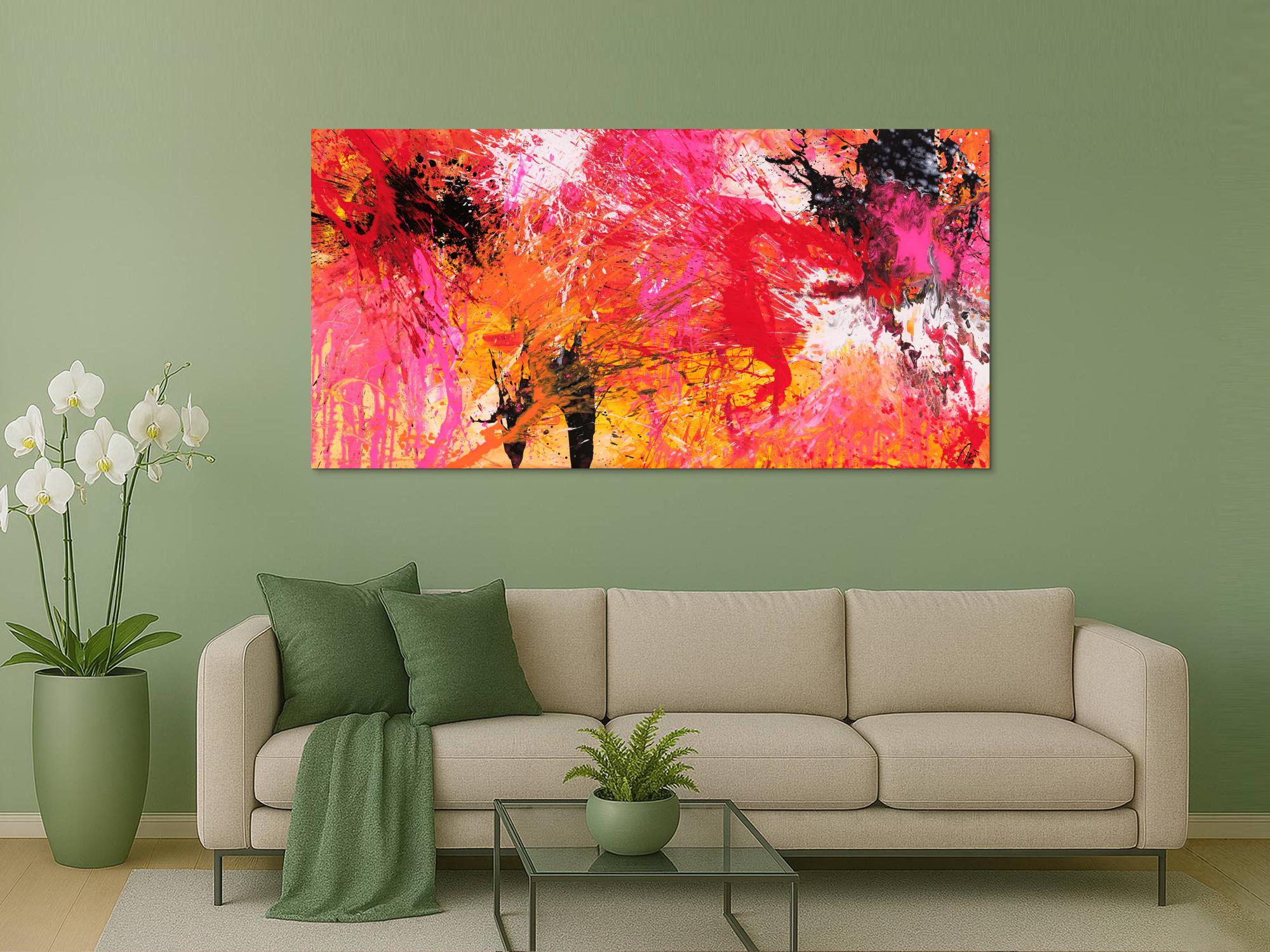 Abstraktes Gemälde Action Painting auf Leinwand handgemalt Modern Art