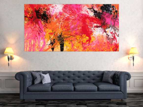 Abstraktes Gemälde Action Painting auf Leinwand handgemalt Modern Art
