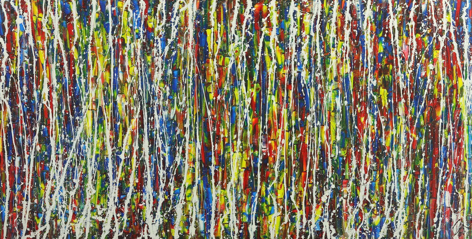 Abstraktes Gemälde Action Painting sehr bunt Moden Art handgemalt