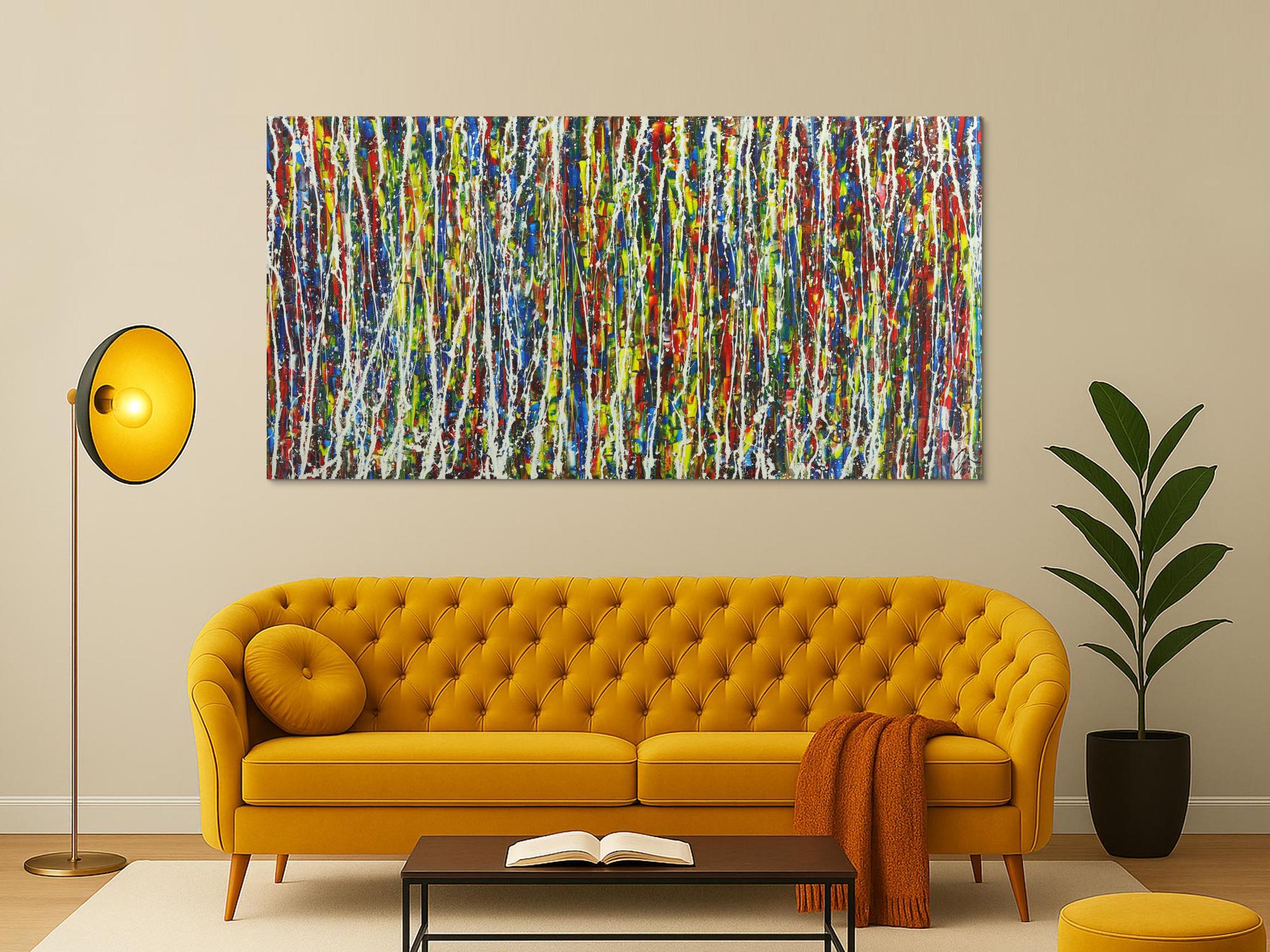 Abstraktes Gemälde Action Painting sehr bunt Moden Art handgemalt