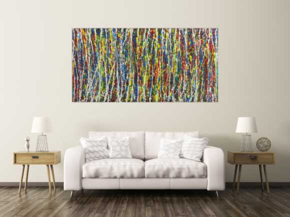 Abstraktes Gemälde Action Painting sehr bunt Moden Art handgemalt