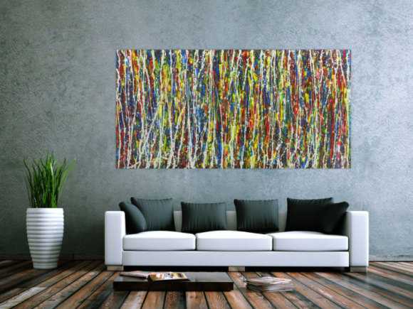 Abstraktes Gemälde Action Painting sehr bunt Moden Art handgemalt