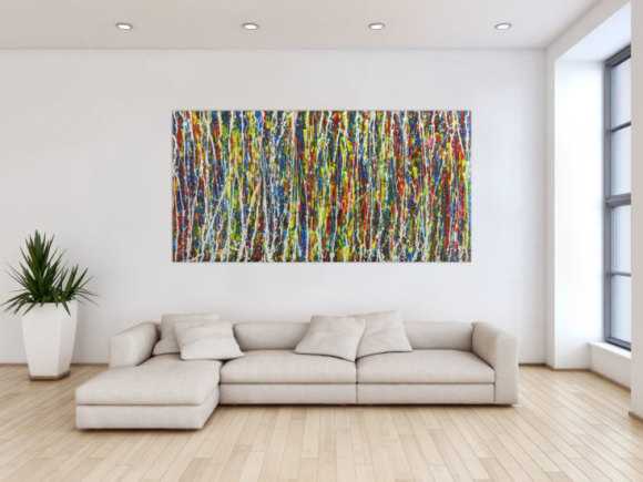 Abstraktes Gemälde Action Painting sehr bunt Moden Art handgemalt