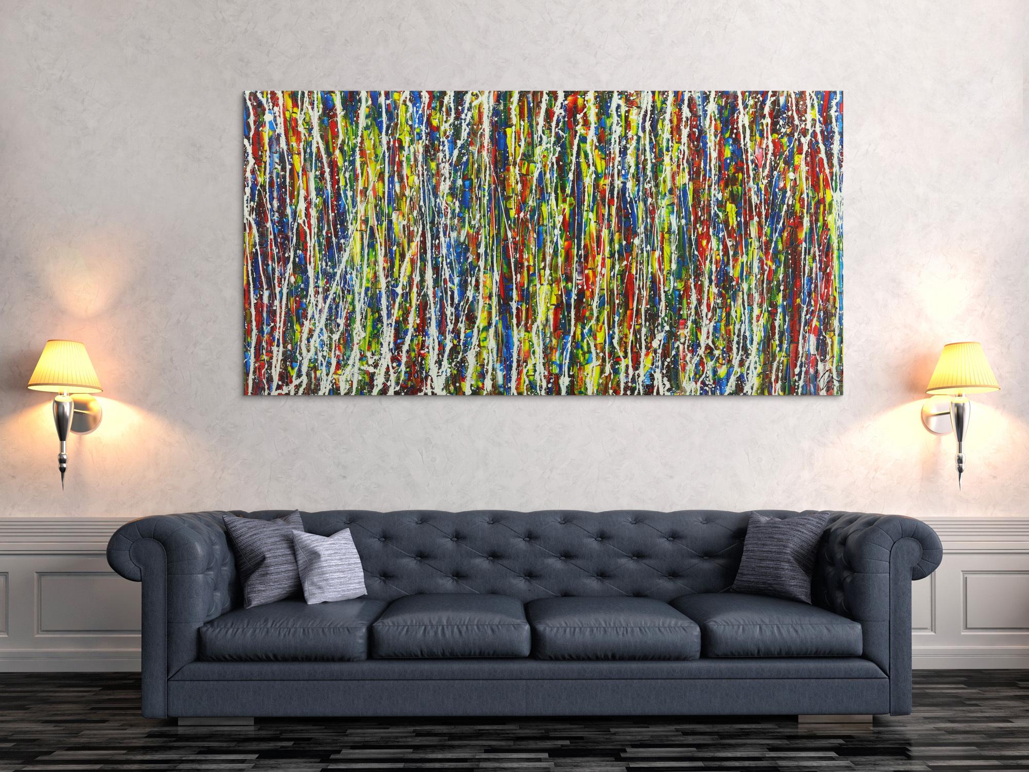 Abstraktes Gemälde Action Painting sehr bunt Moden Art handgemalt