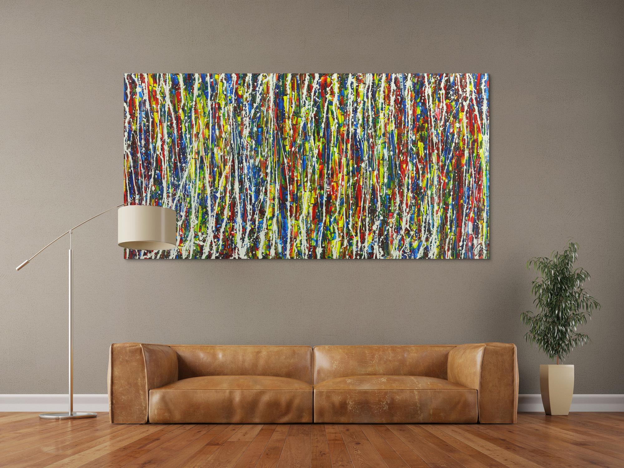 Abstraktes Gemälde Action Painting sehr bunt Moden Art handgemalt