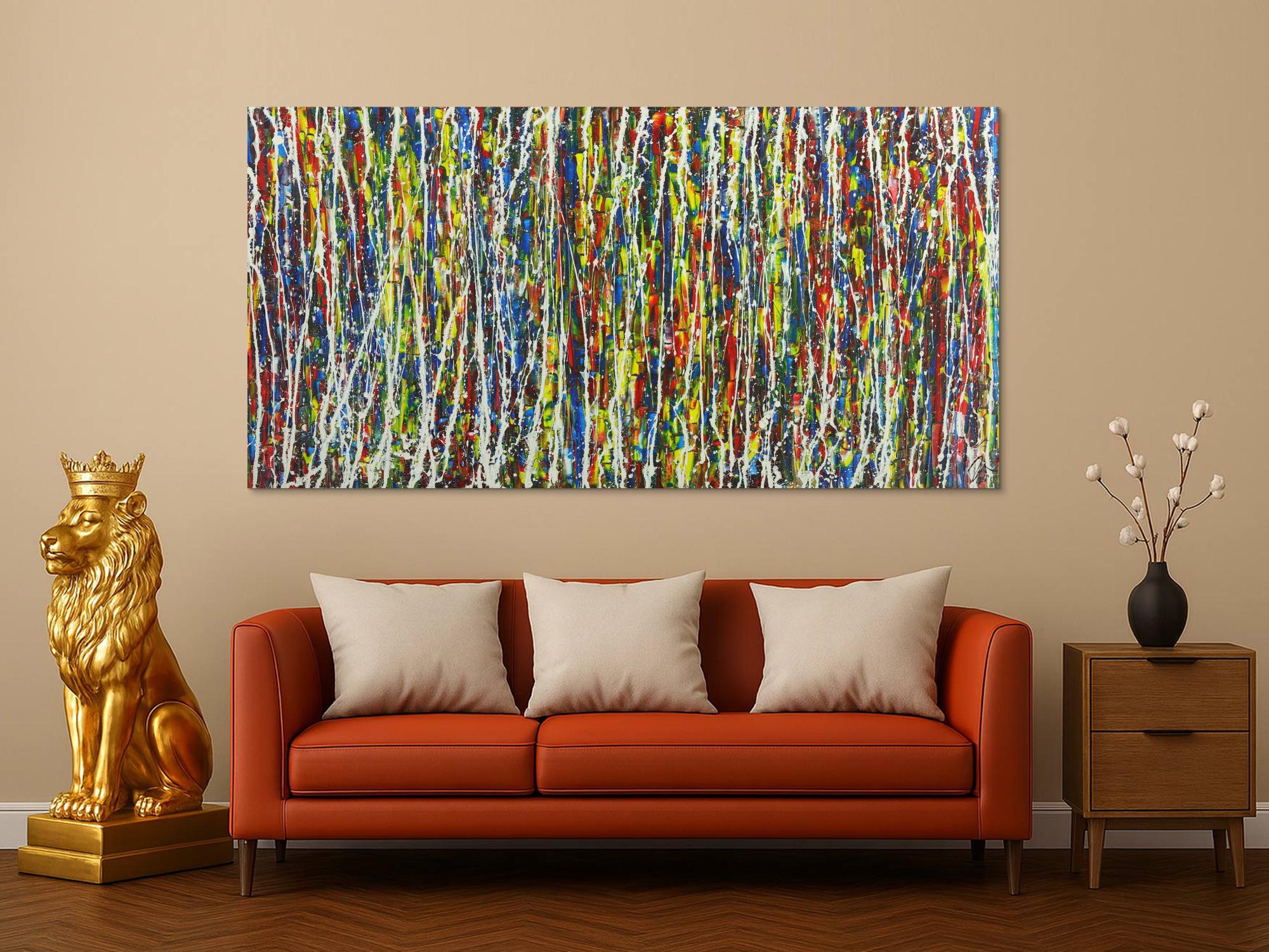 Abstraktes Gemälde Action Painting sehr bunt Moden Art handgemalt