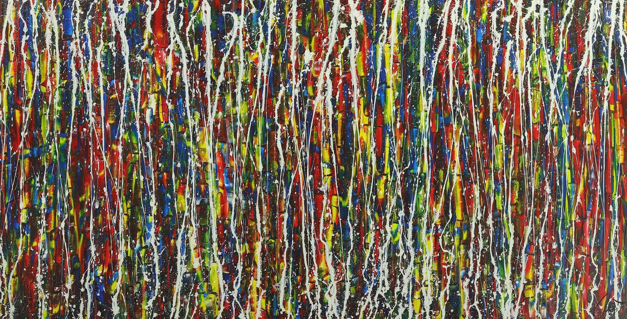 Abstraktes Gemälde handgemalt Action Painting sehr bunt Modern Art