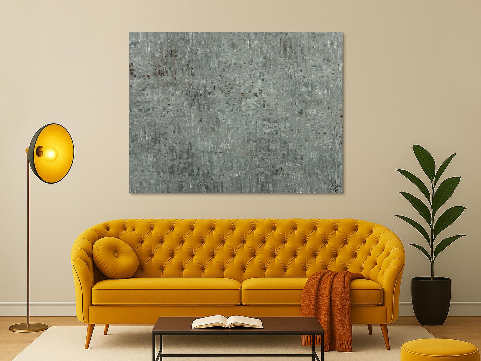 Abstraktes Acrylbild auf Leinwand handgemalt grau braun Spachteltechnik