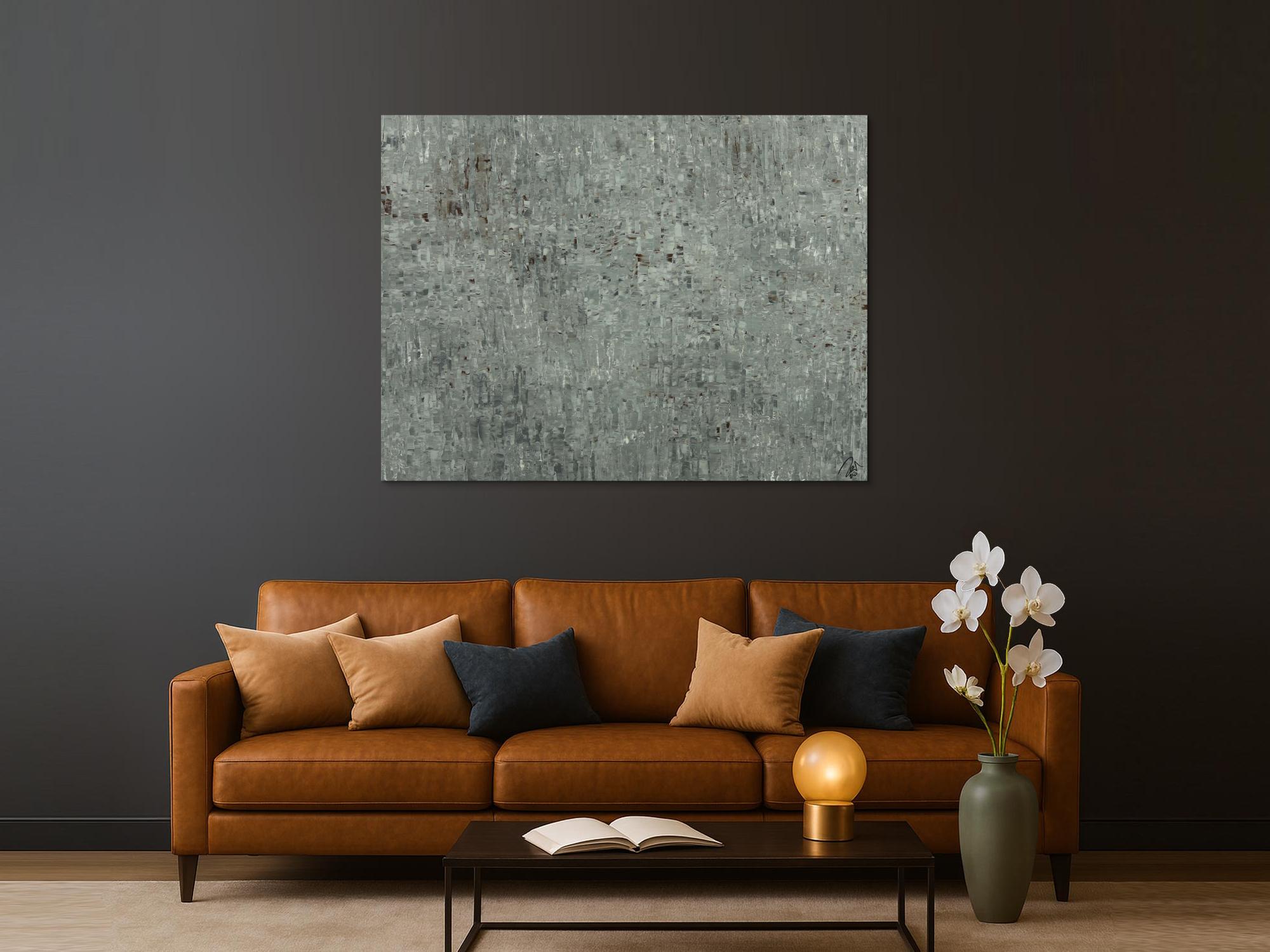 Abstraktes Acrylbild auf Leinwand handgemalt grau braun Spachteltechnik