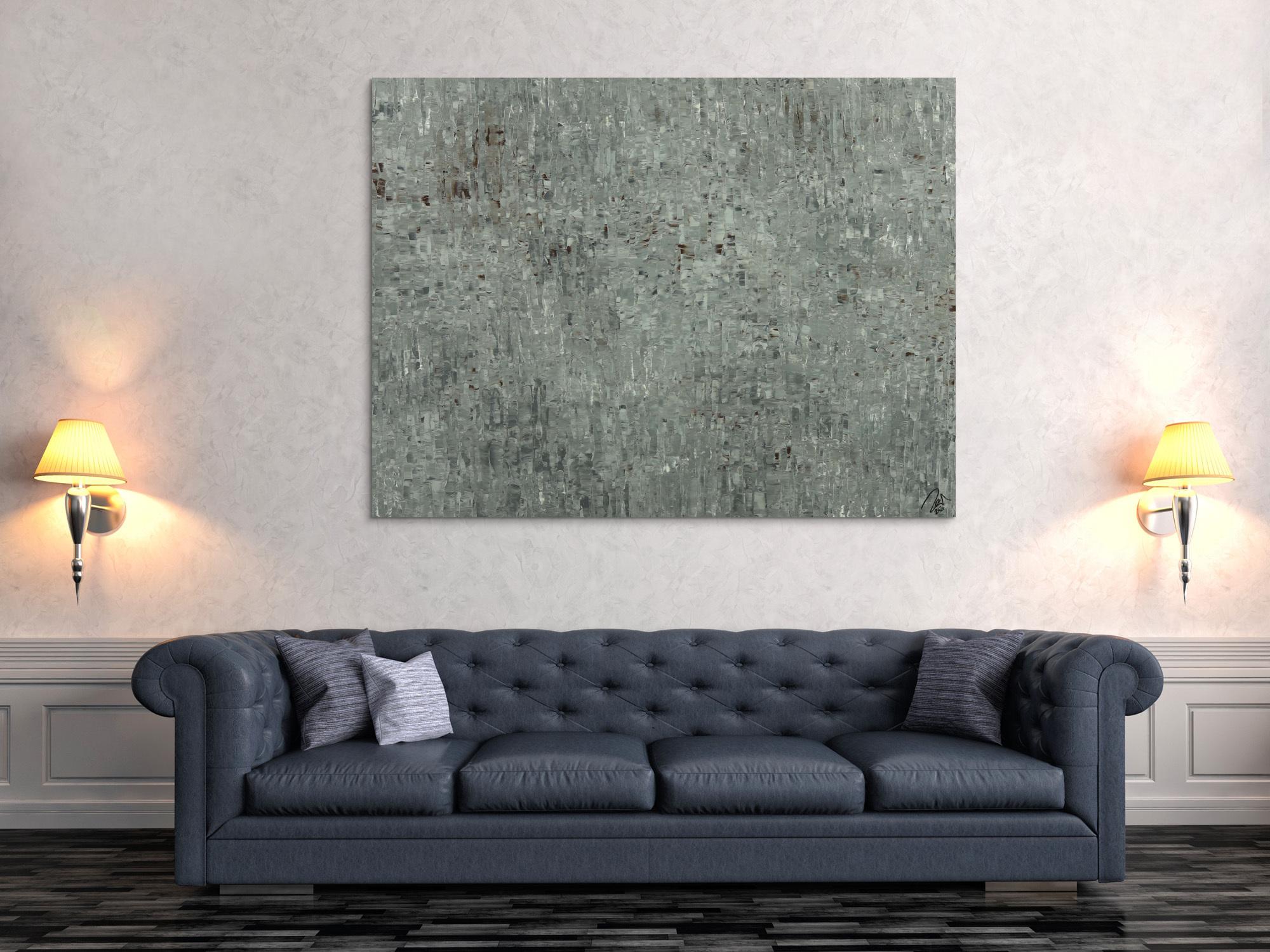 Abstraktes Acrylbild auf Leinwand handgemalt grau braun Spachteltechnik