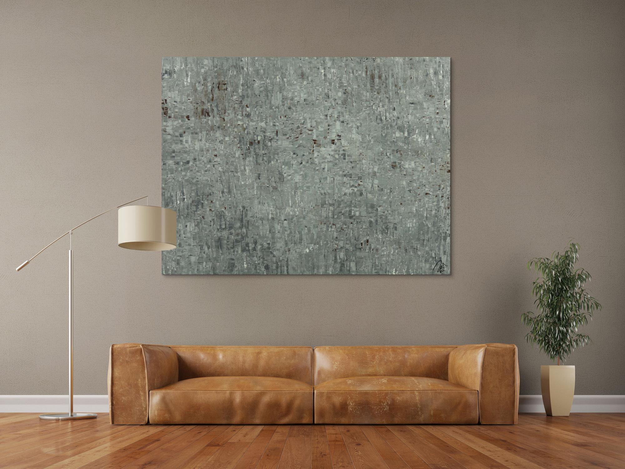 Abstraktes Acrylbild auf Leinwand handgemalt grau braun Spachteltechnik