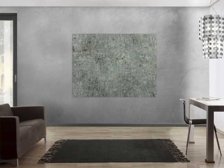 #1664 Abstraktes Acrylbild auf Leinwand handgemalt grau braun ... 120x160cm von Alex Zerr