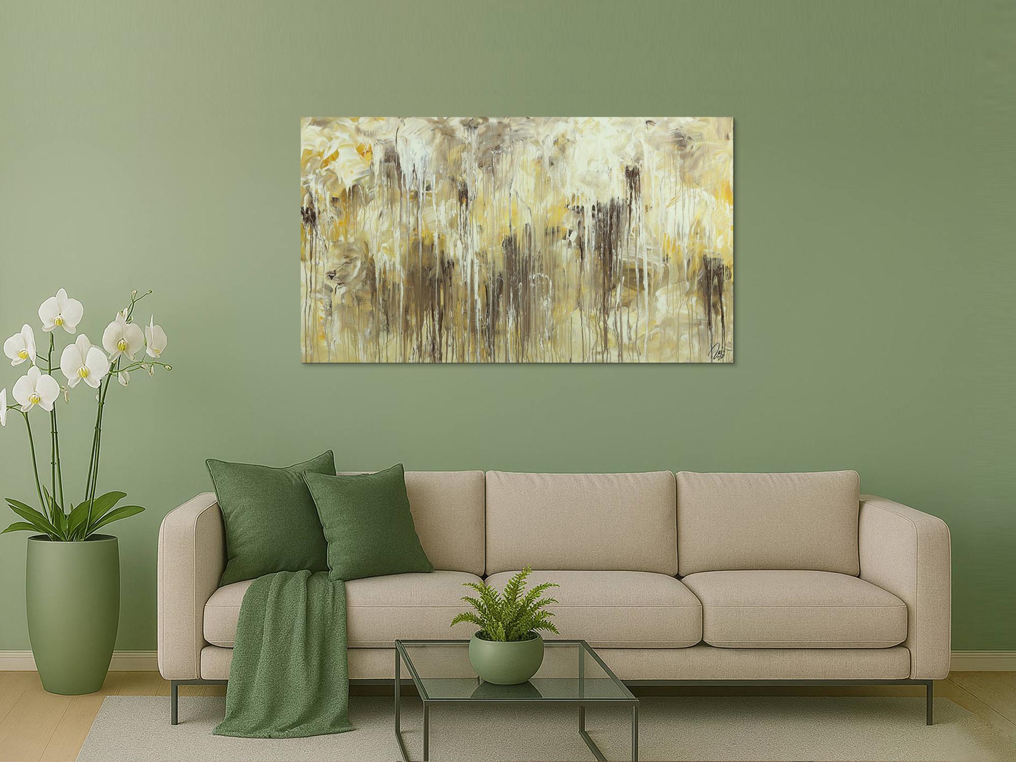 Abstraktes Acrylbild Action Painting handgemalt auf Leinwand Modern Art