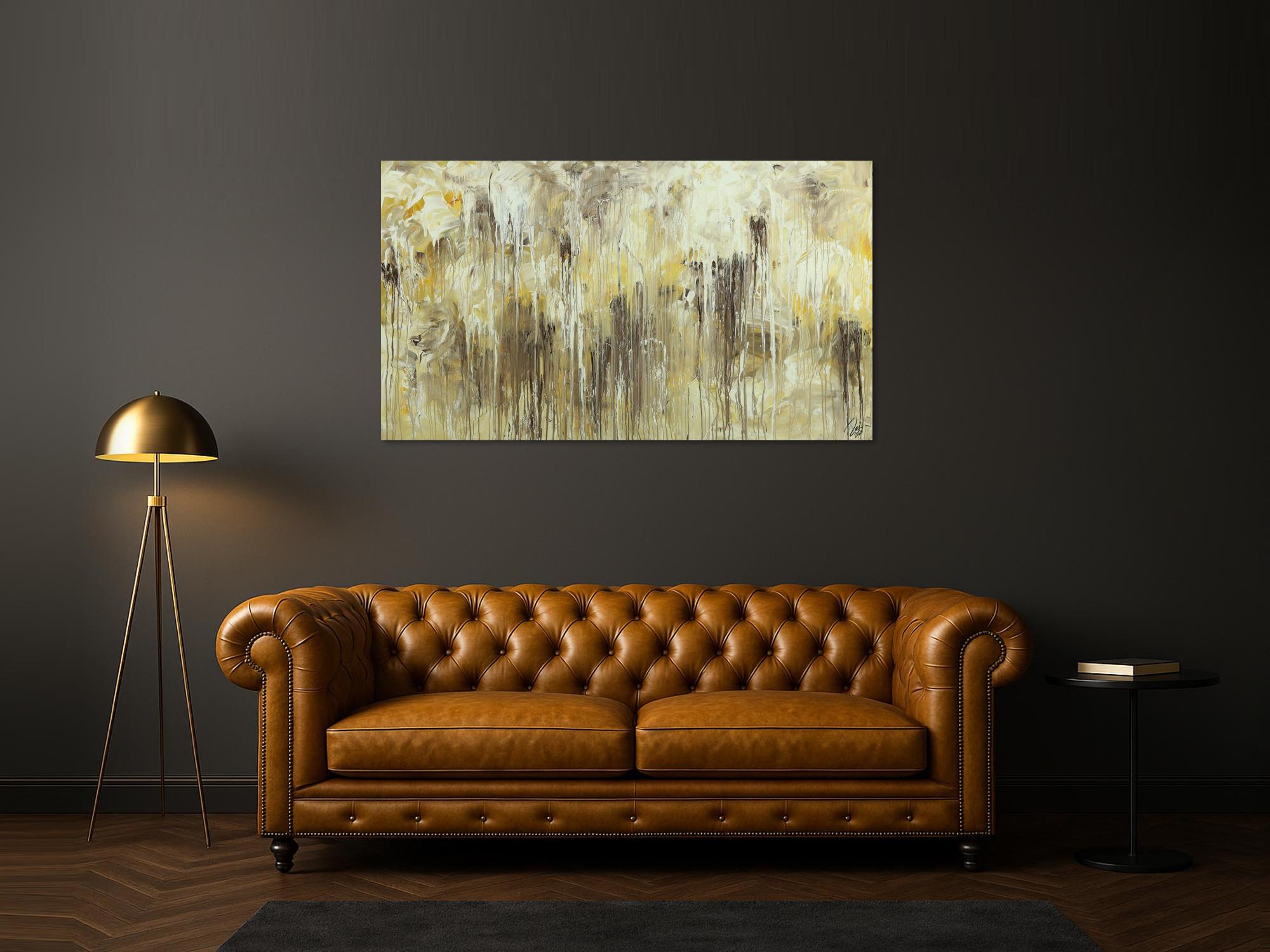 Abstraktes Acrylbild Action Painting handgemalt auf Leinwand Modern Art