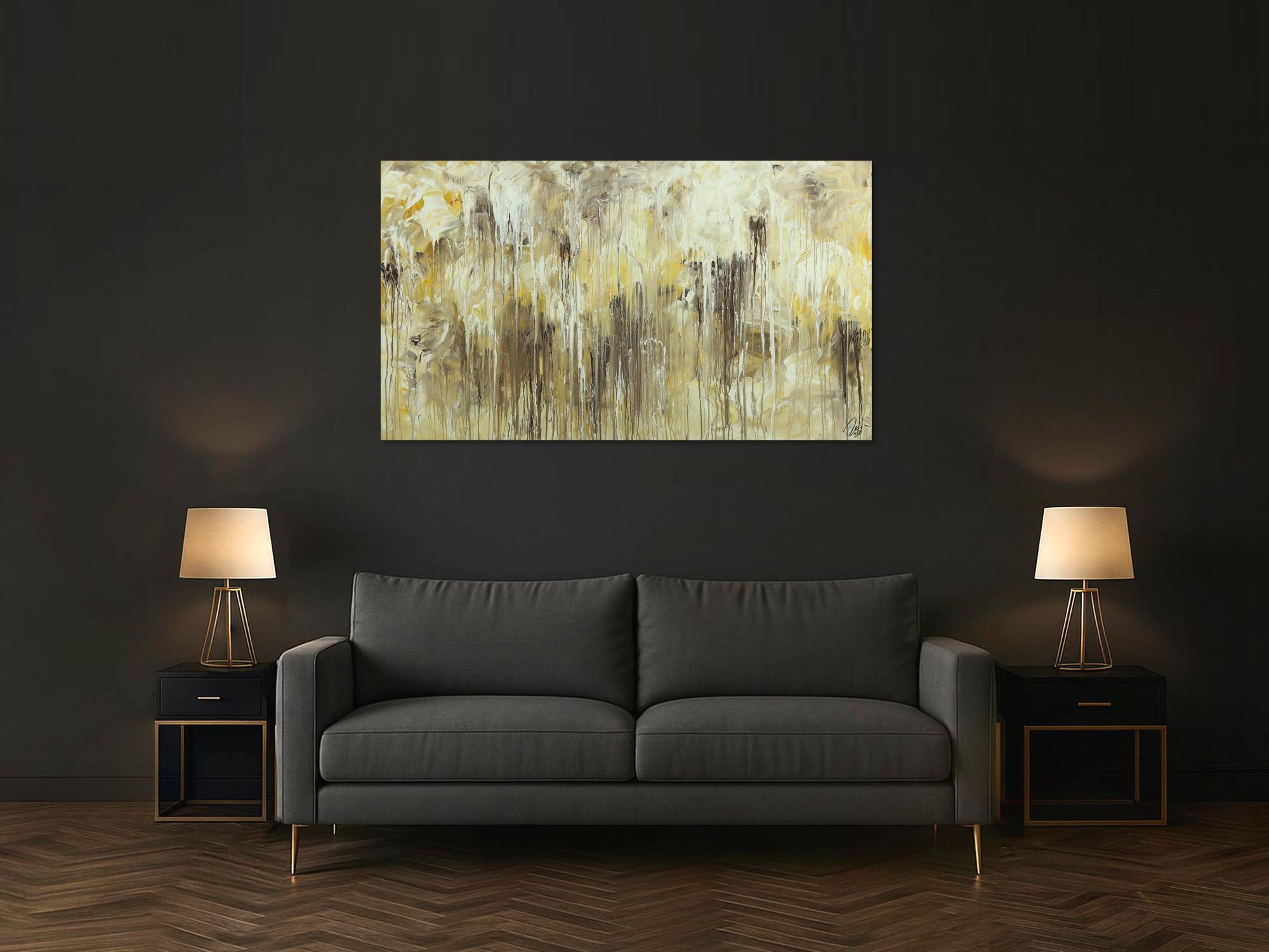 Abstraktes Acrylbild Action Painting handgemalt auf Leinwand Modern Art