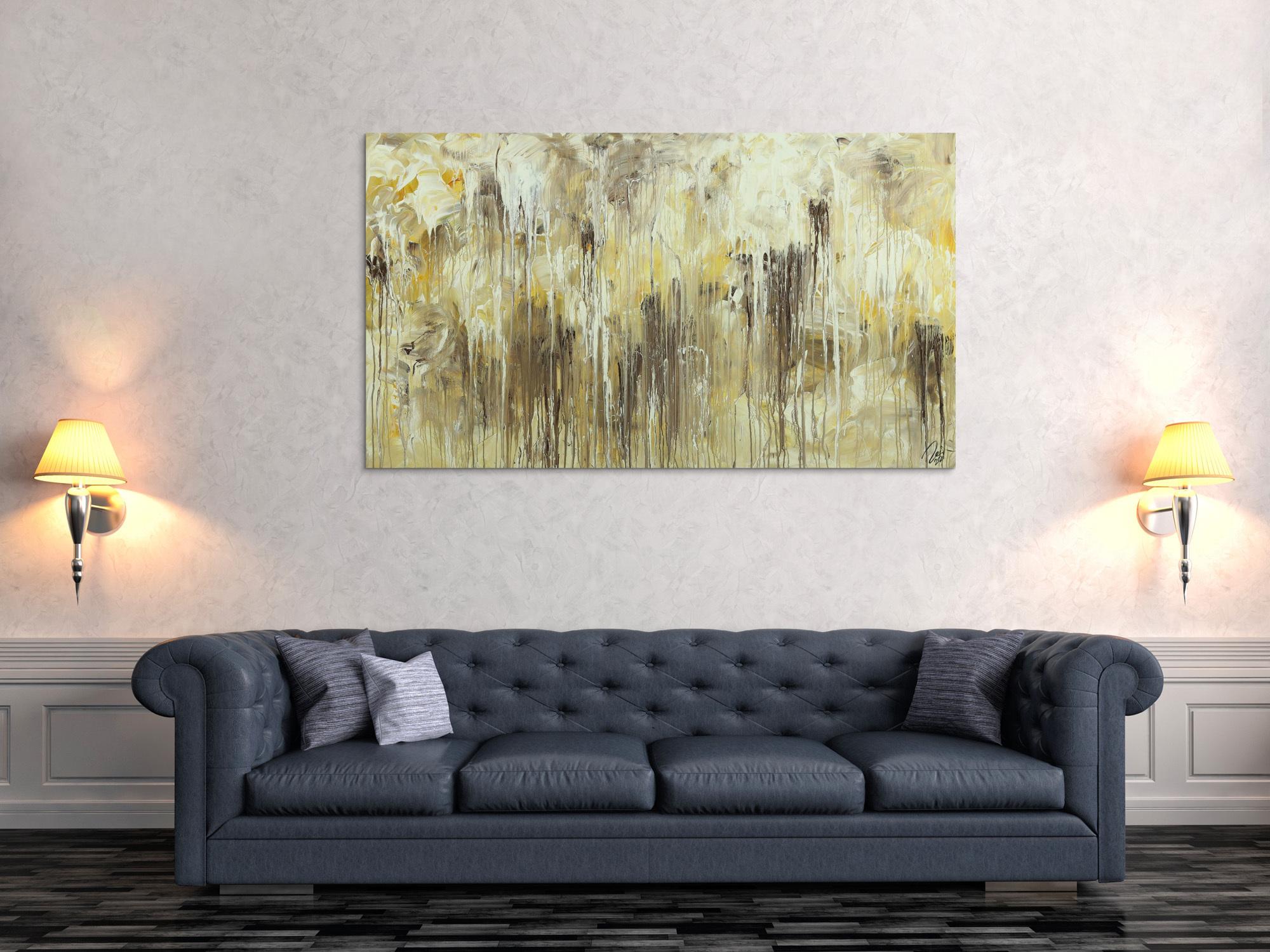 Abstraktes Acrylbild Action Painting handgemalt auf Leinwand Modern Art