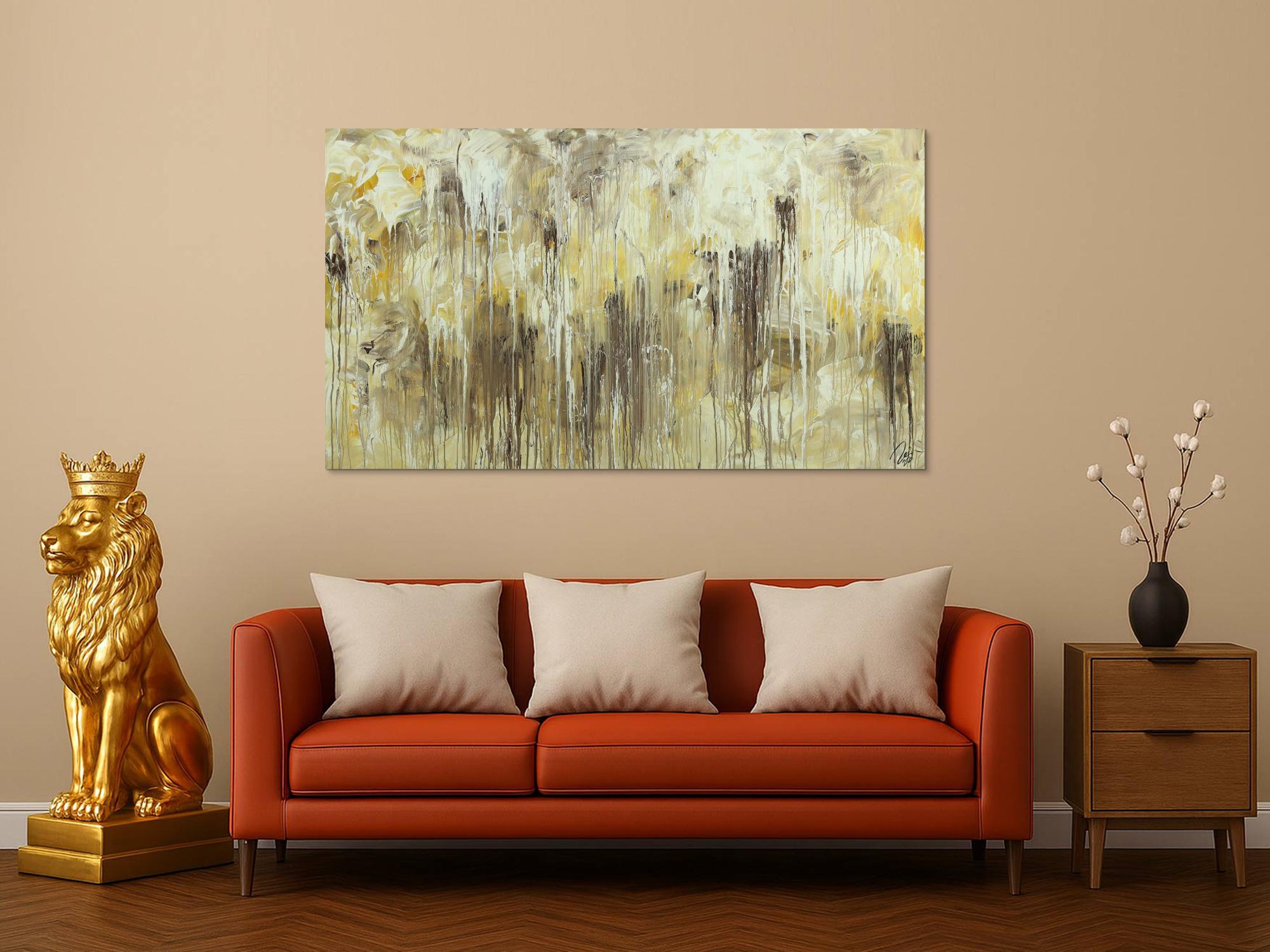 Abstraktes Acrylbild Action Painting handgemalt auf Leinwand Modern Art