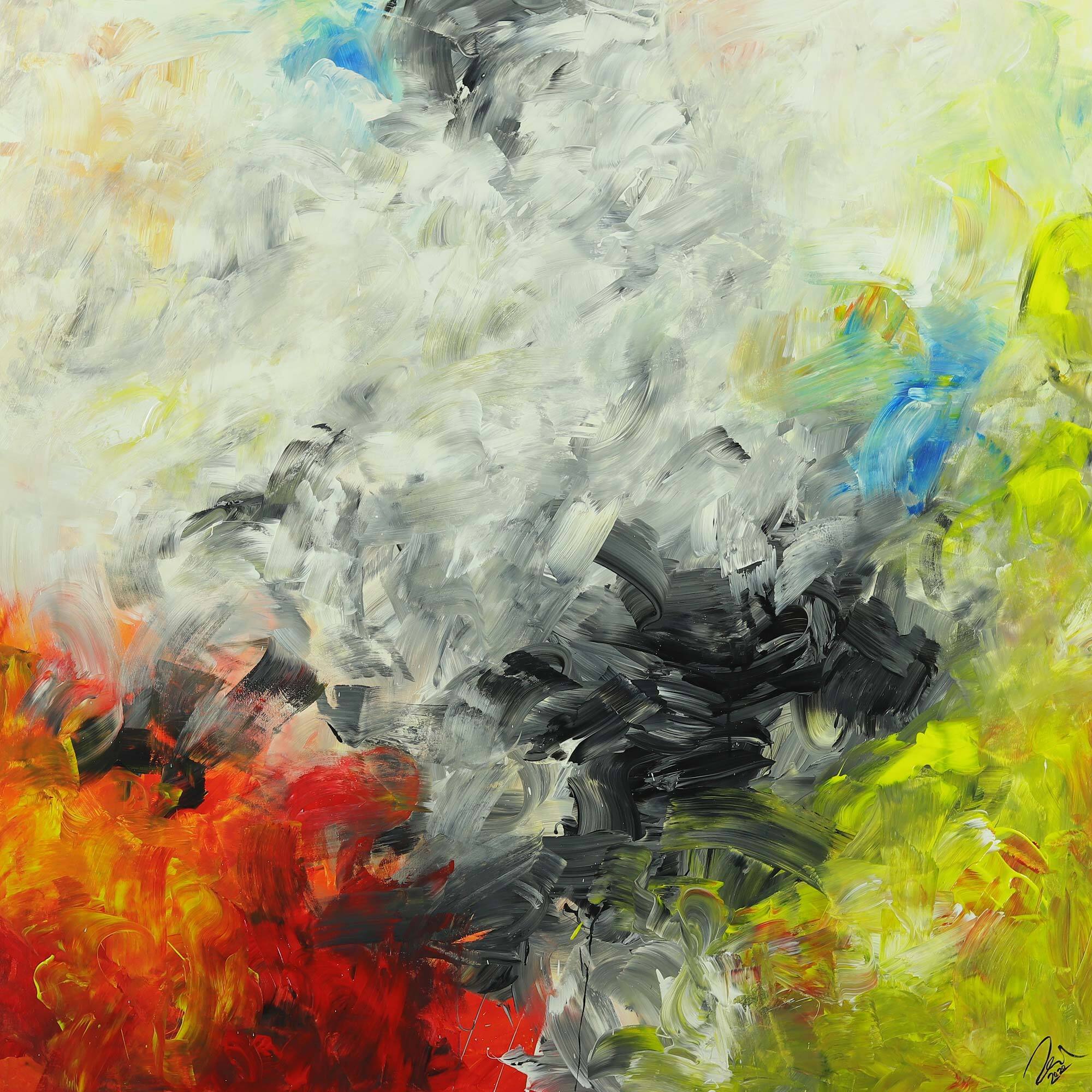 Abstraktes Gemälde Modern Art auf Leinwand handgemalt quadratisch