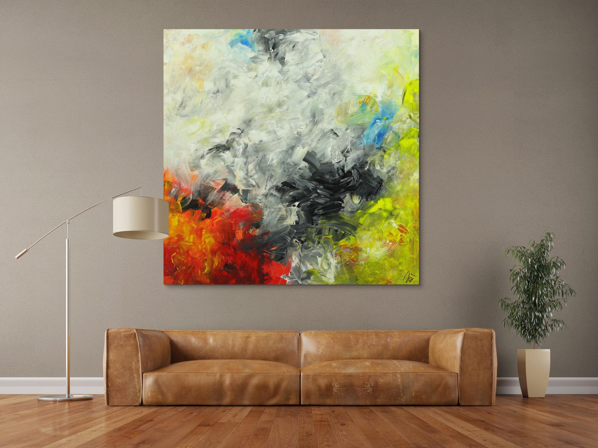 Abstraktes Gemälde Modern Art auf Leinwand handgemalt quadratisch