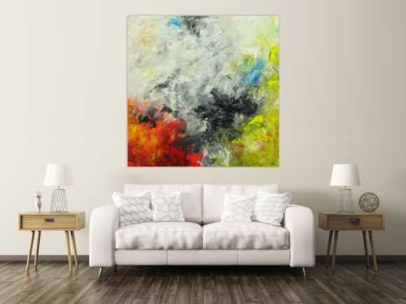 Abstraktes Gemälde Modern Art auf Leinwand handgemalt quadratisch