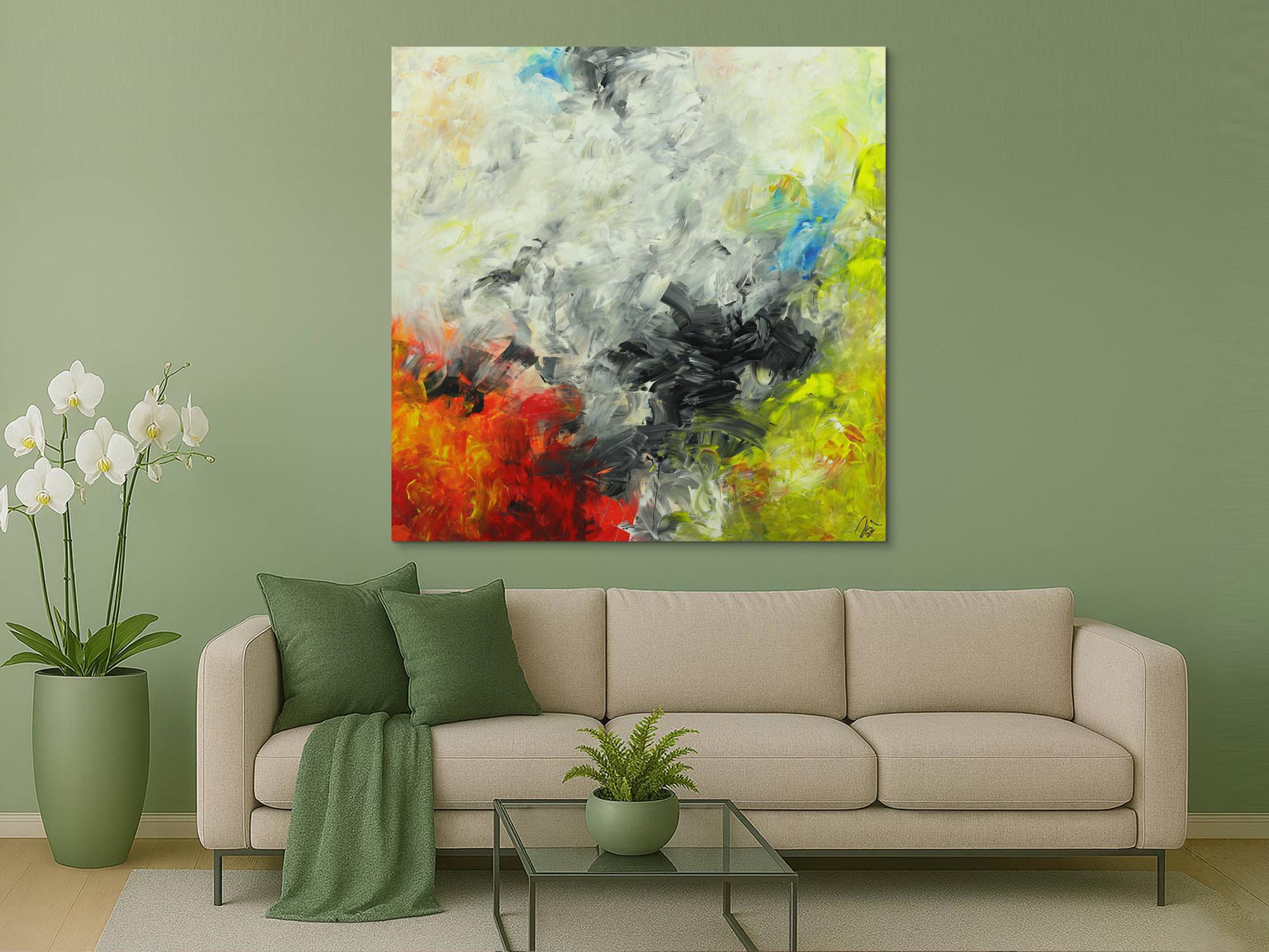 Abstraktes Gemälde Modern Art auf Leinwand handgemalt quadratisch