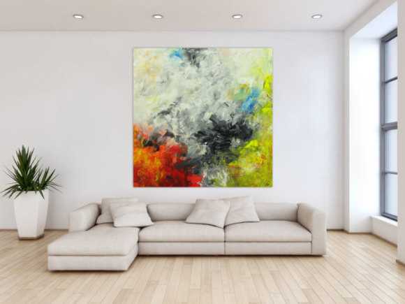 Abstraktes Gemälde Modern Art auf Leinwand handgemalt quadratisch