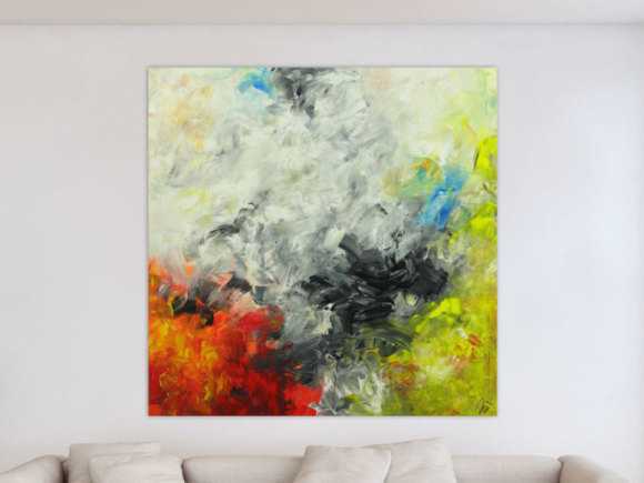 Abstraktes Gemälde Modern Art auf Leinwand handgemalt quadratisch