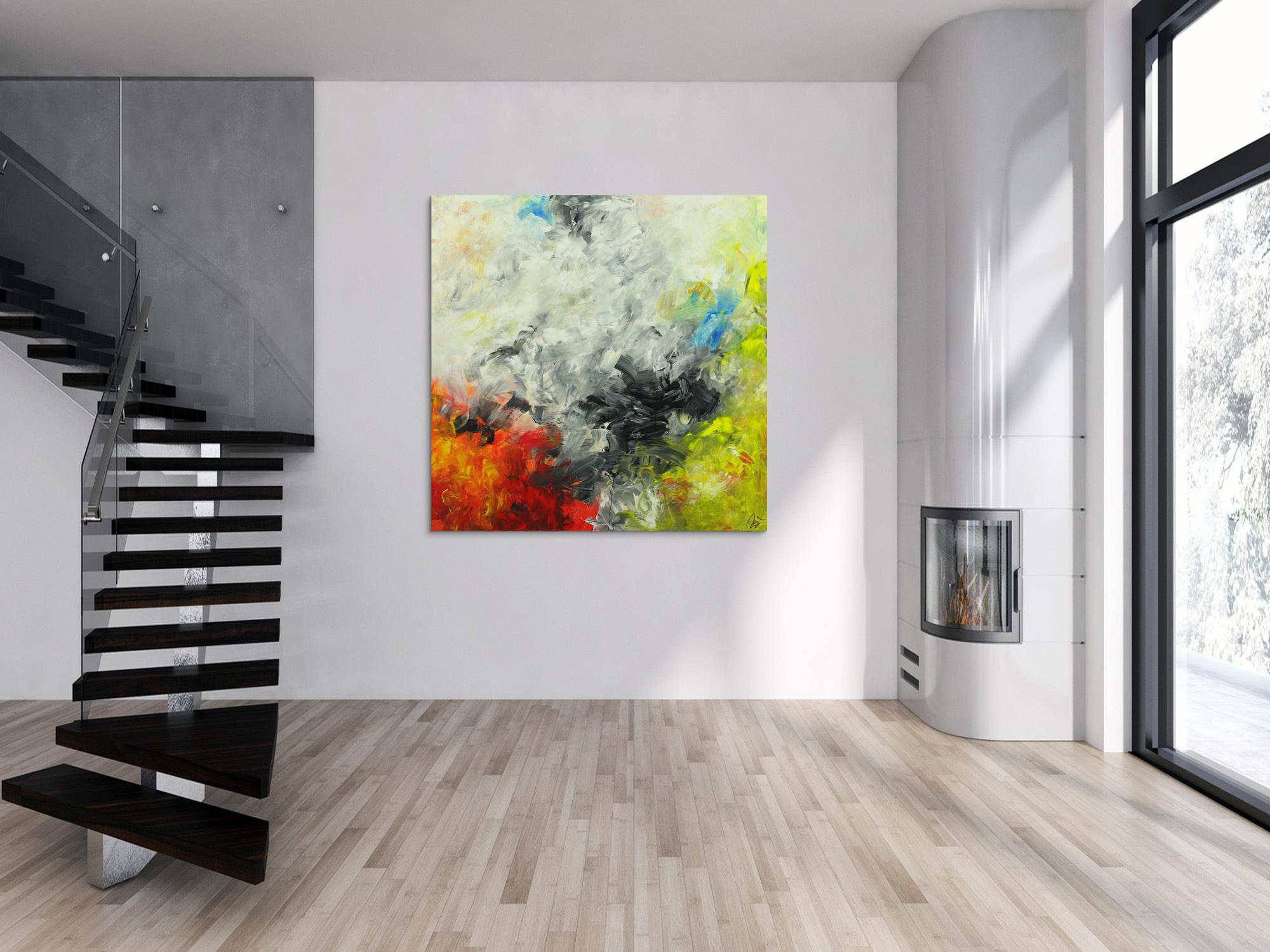 Abstraktes Gemälde Modern Art auf Leinwand handgemalt quadratisch