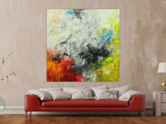 Abstraktes Gemälde Modern Art auf Leinwand handgemalt quadratisch