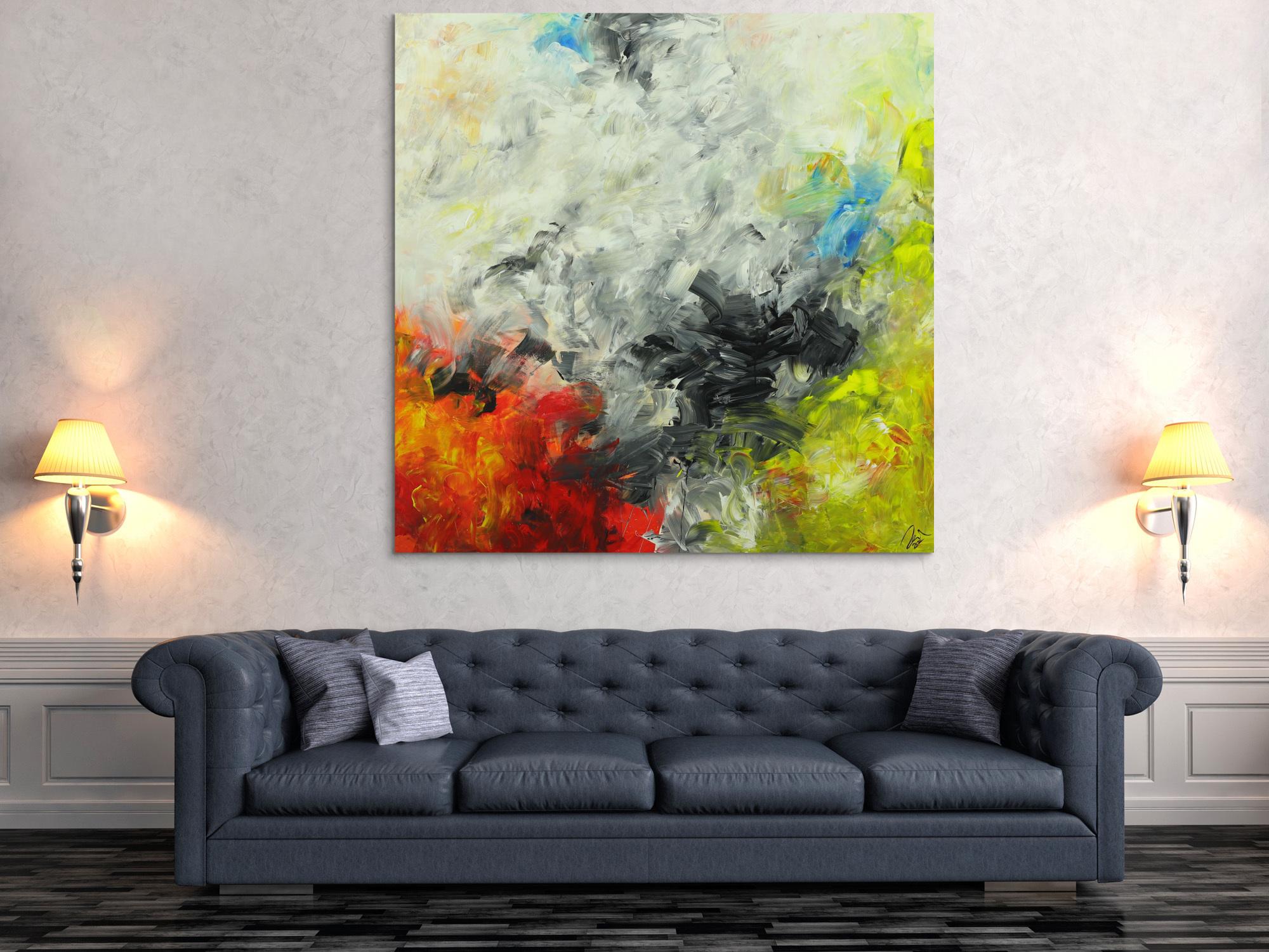 Abstraktes Gemälde Modern Art auf Leinwand handgemalt quadratisch