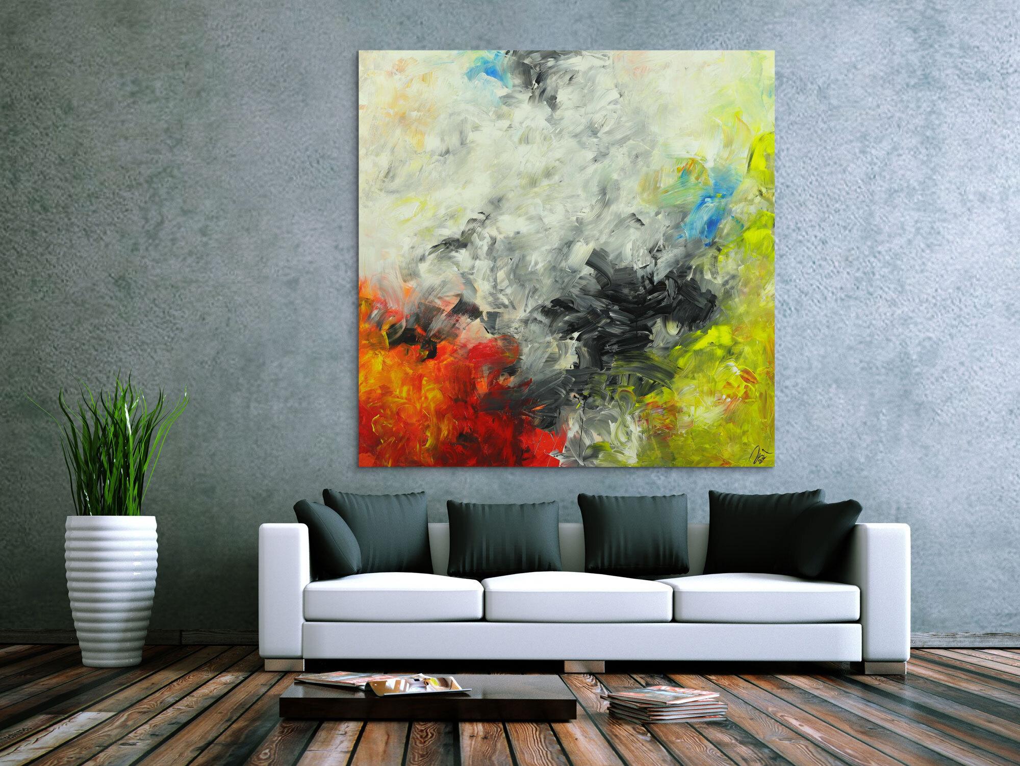 Abstraktes Gemälde Modern Art auf Leinwand handgemalt quadratisch